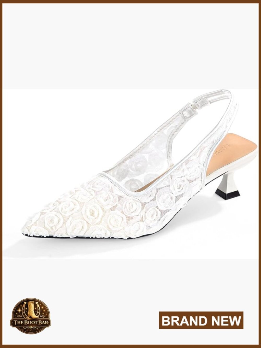 Elegant Lace Kitten Heels - Slingback Pointed Toe Floral Dress Shoes
